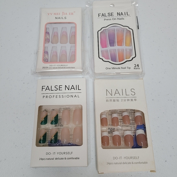 4 Packs of 24 Piece Press On Nails Bundle - Picture 1 of 11